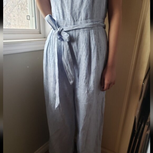 Forever New 100 Linen Womens Light Blue Jumpsuit Size 8 - Picture 2 of 9